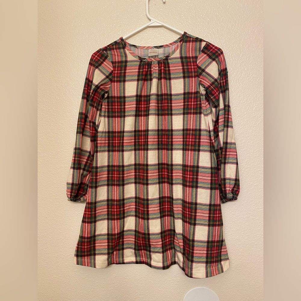 Hanna Andersson Holiday Plaid Flannel Nightgown dress Christmas Sleepwear 140 10